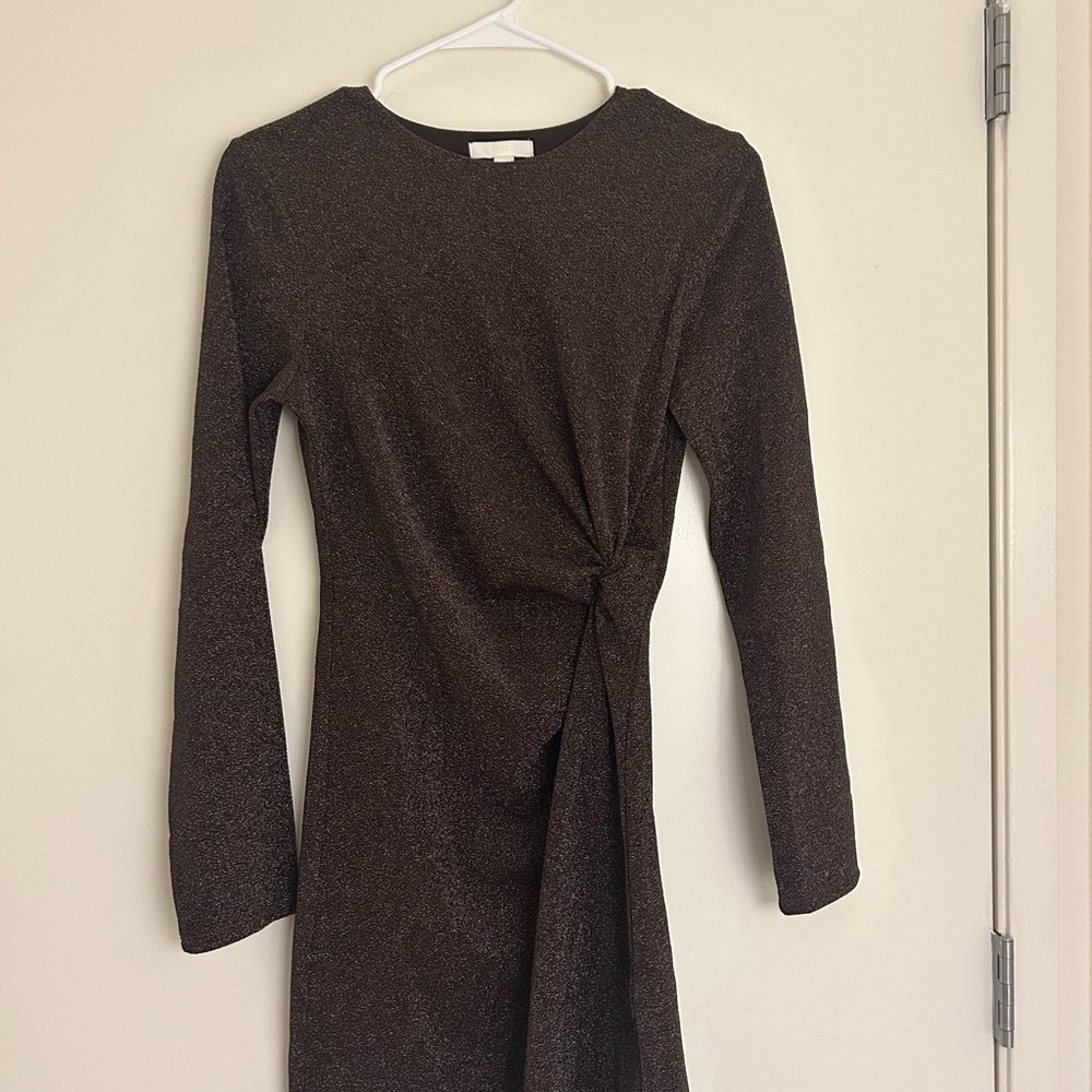 H&M Shimmering Black Long Sleeve Mini Dress